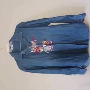 Vintage Segrita by Emmanuel Schvili Tom and Jerry Embroidered Denim Top, Size L